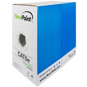 NavePoint CAT5e Ethernet Cable, UTP, CMR Riser Rated, Red, 1000 Ft