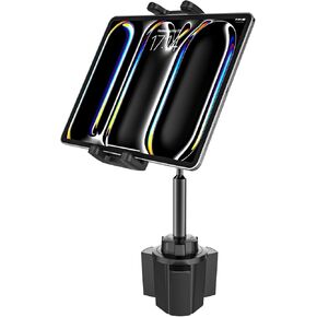 Cup Holder Tablet Mount for Car, [Metal Adjustable Arm] iPad Cup Holder Mount, Cup Holder Tablet Holder for Truck, Compatible with iPad Pro Air Mini, Galaxy Tabs, 4.7-12.9" Tablet & Phone