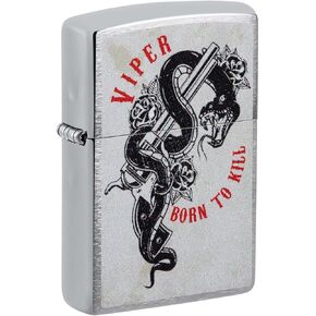 Zippo Lighter: Viper Snake, Born to Kill - Brushed Chrome 48650