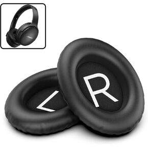 Encased Replacement Bose Headphone Ear Pads for Bose QuietComfort 45 (QC45) Comfort PU Leather Ear Cushion Set (Black)