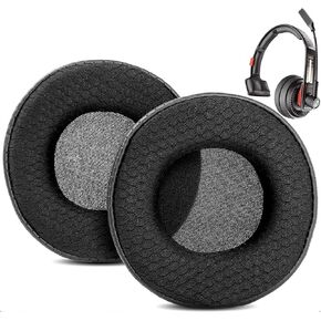 Breathable Earpads Cushion Replacement Compatible with Plantronics Voyager 104 Headset Ear Pads with Mesh Fabric/Punched Protein Leather and Memory Foam
