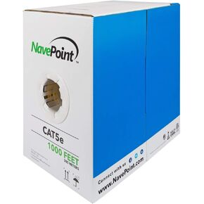 NavePoint CAT5e Riser (CMR), 1000ft, Yellow, Solid Bare Copper Bulk Ethernet Cable, 350MHz, 24AWG 4 Pair, Unshielded Twisted Pair (UTP)