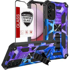 Phone Case for Galaxy-A15-5G Case w/Tempered Glass Screen Protector(Full Coverage) [Full-Body][15FT Mil-Grade][Built-in Kickstand] Car Magnetic Protective Cover for Women Man Tree Camo Hunting