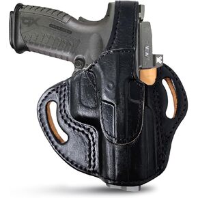 OWB Thumb Break Leather Gun Holster. Fits for .40 / .45 Sig P320 Leather Holster/Springfield XDM (4.5") and Most 9mm. Leather Holsters for Pistols by Tagua Gun Leather.