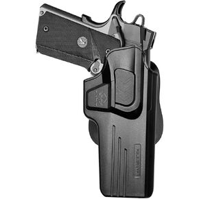 OWB Holster Paddle Polymer Fit: Sig Sauer 1911 / Springfield Operator 1911-A1 / Kimber 1911 5in - Outside Waistband Open Carry Holster Safety Lock, Angle Adjustable 1.5" - 2" Belt Adjustable - Right