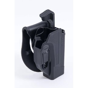 Orpaz Glock 17/19/22/23/25/26/27/31/32/34/35 Thumb Release Holster Black Polymer with 360 Rotation Paddle with Tension Adjustment