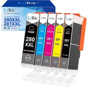 LxTek Compatible Ink Cartridge Replacement for Canon PGI-280XXL CLI-281XXL PGI 280 XXL CLI 281 XXL to Compatible with TR8520 TS8322 TS9120 TS6220 TS9520 TS8220 TS9521C TS6120 TS8120 (5-Pack)