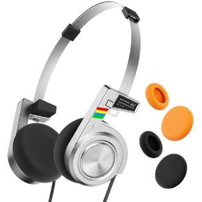 iKF R3 Classic Retro Wireless Headphones, Vintage Design,Volume Control,60 Hours Playtime, Noise Isolation, with Microphone, Throwback 80s 90s Design,Silvery