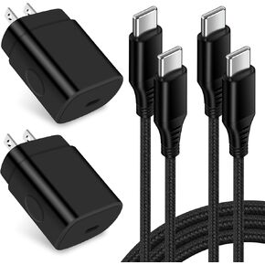 25W Samsung A16 A54 5g Super Fast Charger Box Type C Fast Charging for Galaxy S24 FE A15 A55 A35 A14 Z Fold 6/Flip 6 S23 S22 S21 Ultra,USB C Charger Block+6FT USB C to C Cable for Google Pixel 9 8 pro