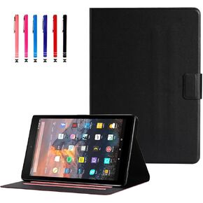 DTangLsm متوافق مع حافظة Amazon Fire HD 10 (الجيل التاسع/السابع/الخامس، إصدار 2019/2017/2015) غطاء نحيف من جلد البولي يوريثان مع حامل ذكي قابل للطي مع تنبيه/غفو تلقائي لجراب Kindle Fire 10، أسود