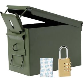 Aolamegs 50 Cal Ammo Can – Locking Hardware Kit and Stainless Steel Padlock，Ammo Box Military & Army M2A1