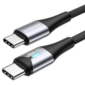 BLACKSYNCZE USB C to USB C Cable 60W 6.6ft, PD 20V/3A Type C Fast Charging Cable Nylon Braided USBC to USBC Cable for iPhone 15 Pro Max/15 Pro, Galaxy S23 Ultra, MacBook Air, Pad Pro, Google Pixel