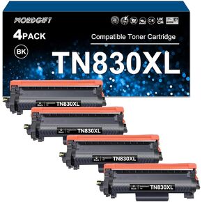 TN830XL Toner Cartridge (with Chip) Replacement for Brother TN830XL TN-830 Toner Use with DCP-L2640DW HL-L2405W HL-L2460DW HL-L2400D HL-L2480DW MFC-L2820DW (4-Pack, Black)
