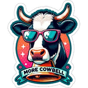 More Cowbell Sticker Decal Vinyl Small Waterproof for Water Bottle Mug Passport Book Scrapbook Notebook Laptop Tumbler Skateboard Computer Phone Size Funny Gift Car Stickers ID44990