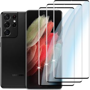 【3-PACK】 Designed for Samsung Galaxy S21 Ultra Screen Protector Case Friendly, 3D Curved, Screen Protector Galaxy S21 Ultra Tempered Glass cell Phone Film HD Clear