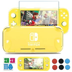 Switch Lite Case, Clear Protective Case cover with HD Tempered Screen Protector and Thumb Grip Caps for Nintendo Switch Lite case Hard shell with Switch Lite Screen Protector Accessories Kit (Clear)