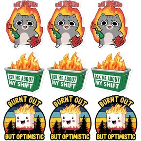 Pack 9 Pcs Sarcastic Funny Sticker for Laptops Kindle Vehicles Trucks Bikes Car Window Luggage Hard Hats Bumper Stickers Waterproof Removable Vinyl Decals Exterior Accessories