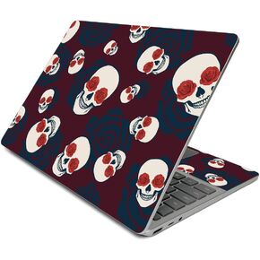 MightySkins Skin Compatible with Surface Laptop Go (2020) - Skulls N Roses | Protective, Durable, and Unique Vinyl Decal wrap Cover | Easy to Apply, Remove, and Change Styles | Made in The USA