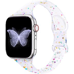 Slim Soft Silicone Band Compatible for Apple Watch 38mm 40mm 41mm 42mm, Recycled Plastic Breathable Replacement Sport Strap for iWatch Series 10 9 8 7 6 5 4 3 2 1 SE Women Men