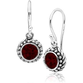 925 Sterling Silver Hanging Earrings With White Round Cubic Zirconia Antique Finish Beads & Rope Bezel Frame Hypoallergenic Nickel & Lead-free Artisan Handcrafted Designer, French Wire Earring Back