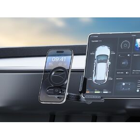 360 Degree Rotating Magnetic car Holder for Tesla Model Y Model 3, Secure Base for Dedicated Screen Holder for iPhone 16 15 14 Pro Max Plus Fits All Phones