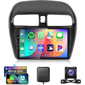 2G 64G Android 13 Car Stereo for Mitsubishi Mirage 2012-2016, Rimoody 9 Inch Touch Screen Car Radio with Wireless CarPlay Android Auto Mirror Link Bluetooth FM/RDS GPS WiFi HiFi SWC Camera