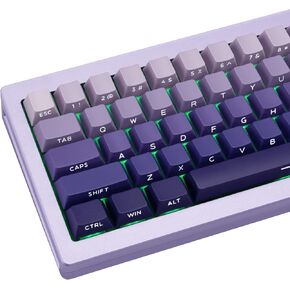 136 Keys Gradient Purple Cherry Profile Keycaps, PBT Double Shot Keycaps, Side Print Shine Through Keycaps, Backlit Custom Keycaps 60 Percent for ANSI/ISO Layout Cherry Mx Mechanical Keyboard
