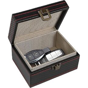 Faraday Box, Faraday Key Fob Protector, RFID Signal Blocking Box, Carbon Fiber Key Fob Signal Blocker Cage, Anti-Theft, Anti-Scanning, Anti-GPS Tracking, 4.52 x 3.54 x 2.44in (Small Size)