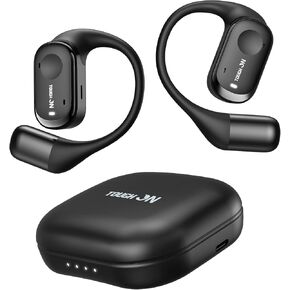سماعات أذن True Open Ear Earbuds لاسلكية بلوتوث 5.3 مع ميكروفون، سماعات أذن مع خطافات للأذن، إلغاء الضوضاء ENC، وقت تشغيل 45 ساعة، راحة طويلة الأمد، مكالمات واضحة تمامًا للقيادة / صالة الألعاب الرياضية in Saudi Arabia