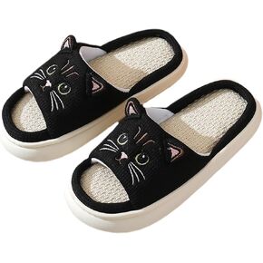 LAVAU Cute Cat Slippers for Women, Fuzzy Fluffy Faux Fur Animal House Slides for Indoor and Outdoor Shoes