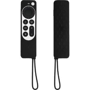 حافظة سيليكون لجهاز Apple TV Siri Remote 2021 2022 - غطاء حماية ناعم مضاد للانزلاق ومقاوم للصدمات لجهاز Apple TV 4K / HD Siri (الجيل الثاني/ الجيل الثالث) جهاز التحكم عن بعد مع حبل - أزرق داكن