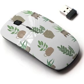 2.4G Wireless Mouse with Cute Pattern Design for All Laptops and Desktops with Nano Receiver - Flower Plants