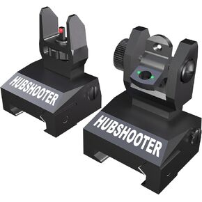 Fiber Optic Iron Sights, Flip Up Backup Iron Sights with Red and Green Dot, Tool-Free Adjustable Iron Sight with Rapid Transition