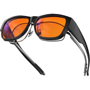 Goiteia 100% Orange Blue Light Blocking Fit over Glasses-Amber Tint Computer Gaming Glasses for Better Sleep/Eyes Strain/Light Sensitive-Ultra Light