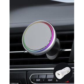 Qi2-Certified 15W The Mount Magsafe Car Mount Charger, Full Aluminum Body Air Vent Clip and 15W Adapter Included for iPhone 16/15/14/13/12 (Space Gray)