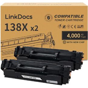 138X Toner Cartridge Replacement for HP 138X W1380X 138A W1380A Toner Cartridge (with New Chip) Used with HP Laserjet Pro 3001dw MFP 3101fdw Printers(Black 2-Pack)