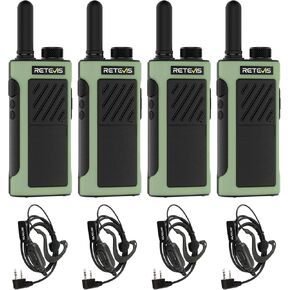 Retevis RB66P Fast Charging Two Way Radio Long Range Rechargeable,Portable FRS Two-Way Radios with Earpiece,1500mAh,Emergency Alarm,USB-C Charging,Walkie Talkies for Retail Hotel Restaurant(4 Pack)