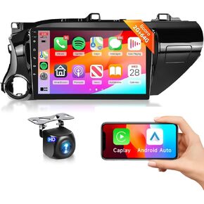 Podofo 8Core 2G 64G Car Stereo for Toyota Hilux 2015-2020 Radio with 10.1inch 1280x720P IPS Touchscreen/Bluetooth 5.0/Wireless CarPlay/Android Auto/MirrorLink/WiFi/59UIs/DSP/46 EQ/Backup Camera