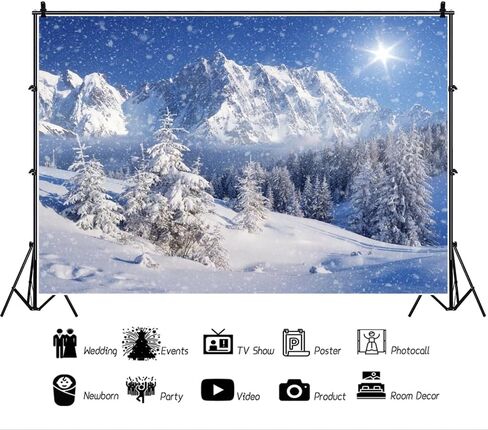 Leowefowa 10x8ft Vinyl Winter Snow Backdrop Winter Snow Mountain Photography Background Winter Wonderland Backdrop White Snow Forest Background for Happy New Party Decor Banner Photo Booth Props in Saudi Arabia