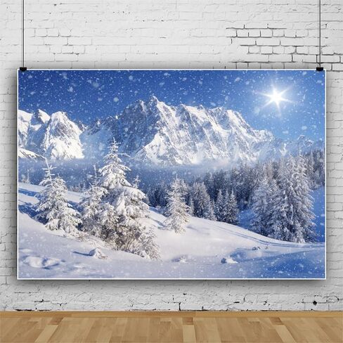 Leowefowa 10x8ft Vinyl Winter Snow Backdrop Winter Snow Mountain Photography Background Winter Wonderland Backdrop White Snow Forest Background for Happy New Party Decor Banner Photo Booth Props in Saudi Arabia