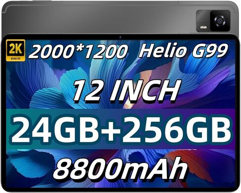 Headwolf Android 14 Tablet 12 Inch, HPad6 Pro Helio G99 Octa Core Large Android Tablet, 24GB RAM + 256GB ROM 2K Display Gaming Tablet, 8800mAh, Widevine L1, 16MP+8MP, Quad Speaker, 2.4/5G WiFi in Saudi Arabia