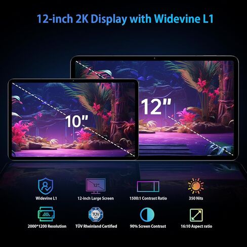 Headwolf Android 14 Tablet 12 Inch, HPad6 Pro Helio G99 Octa Core Large Android Tablet, 24GB RAM + 256GB ROM 2K Display Gaming Tablet, 8800mAh, Widevine L1, 16MP+8MP, Quad Speaker, 2.4/5G WiFi in Saudi Arabia