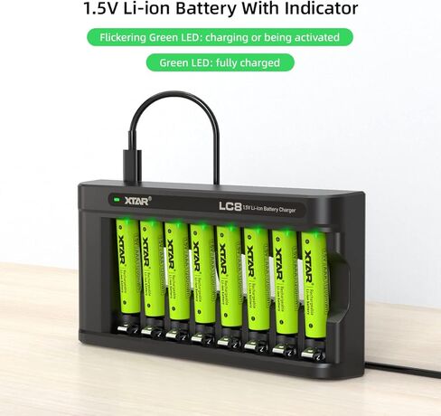 AAA Batteries,Rechargeable AAA Battery 8Pack XTAR 1.5V AAA Lithium Battery with Low Voltage Indicator in Kuwait