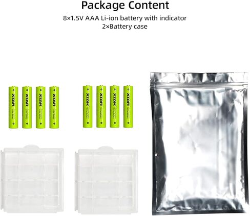 AAA Batteries,Rechargeable AAA Battery 8Pack XTAR 1.5V AAA Lithium Battery with Low Voltage Indicator in Kuwait