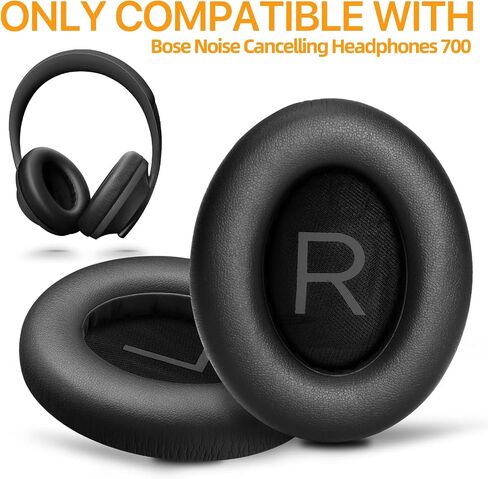 وسائد أذن بديلة مطورة لسماعات الرأس Bose 700 (NC700) اللاسلكية المانعة للضوضاء، وسائد الأذن مع جلد أكثر نعومة، وإسفنج عالي الكثافة ذو ذاكرة، وسمك إضافي (أسود) in Kuwait