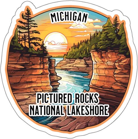 ملصق Rocks National Lakeshore Michigan المصور، ملصق تذكاري للسفر مضاد للطقس، ملصق فينيل صغير مقاوم للماء لزجاجة المياه، كوب جواز السفر، الكمبيوتر المحمول، الكمبيوتر المحمول، ملصقات السيارات مقاس 4 بوصات ID44990 in Saudi Arabia