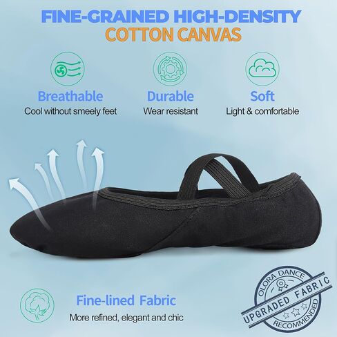 أحذية الباليه النسائية من OLORA شباشب الرقص القماشية وأحذية ممارسة اليوجا للأطفال/الفتيات/البالغين in Kuwait