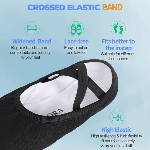 أحذية الباليه النسائية من OLORA شباشب الرقص القماشية وأحذية ممارسة اليوجا للأطفال/الفتيات/البالغين in Kuwait