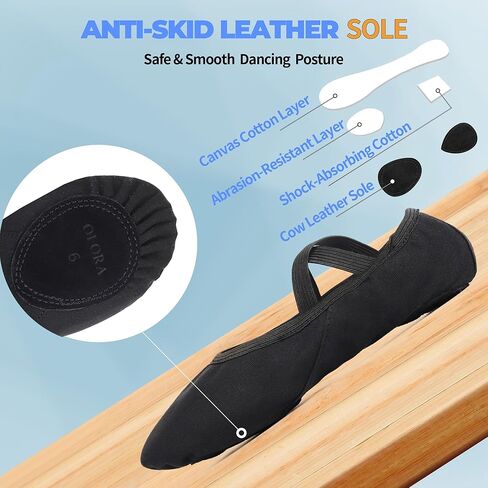 أحذية الباليه النسائية من OLORA شباشب الرقص القماشية وأحذية ممارسة اليوجا للأطفال/الفتيات/البالغين in Kuwait