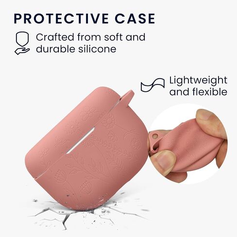 kwmobile Silicone Carry Case Compatible with Jabra Elite 8 Active Cover - Embossed Soft Rubber Pouch - Embossed Pattern in Kuwait